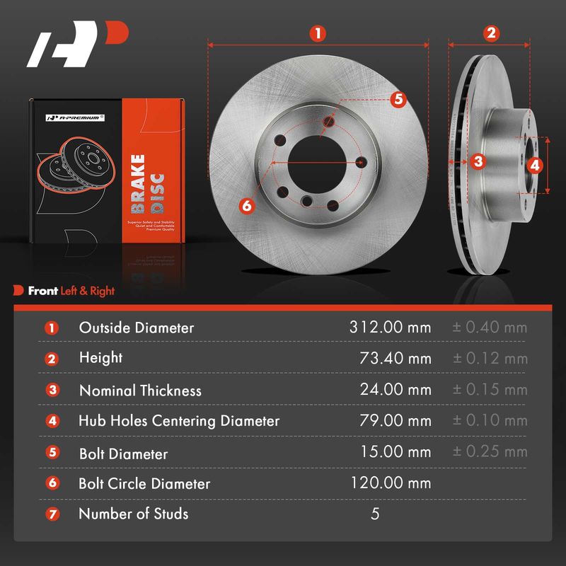 Front Disc Brake Rotors for BMW 228i 230i 320i 323i 328d 328xi 428i 430i X1