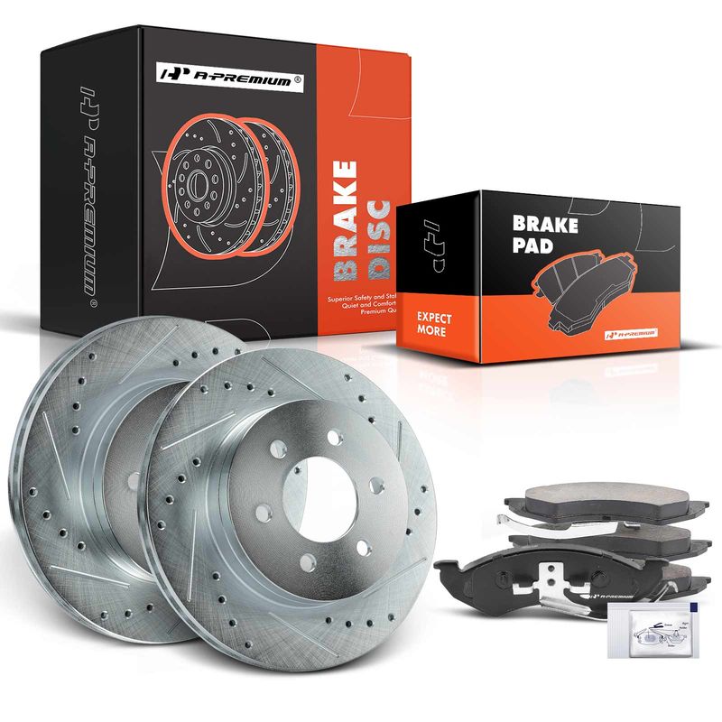 Front Drilled Rotors & Ceramic Brake Pads for Dodge Dakota 1999 Durango 1998-1999