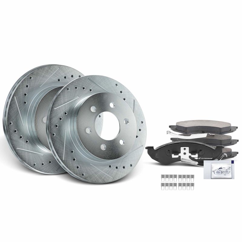 Front Drilled Rotors & Ceramic Brake Pads for Dodge Dakota 1999 Durango 1998-1999