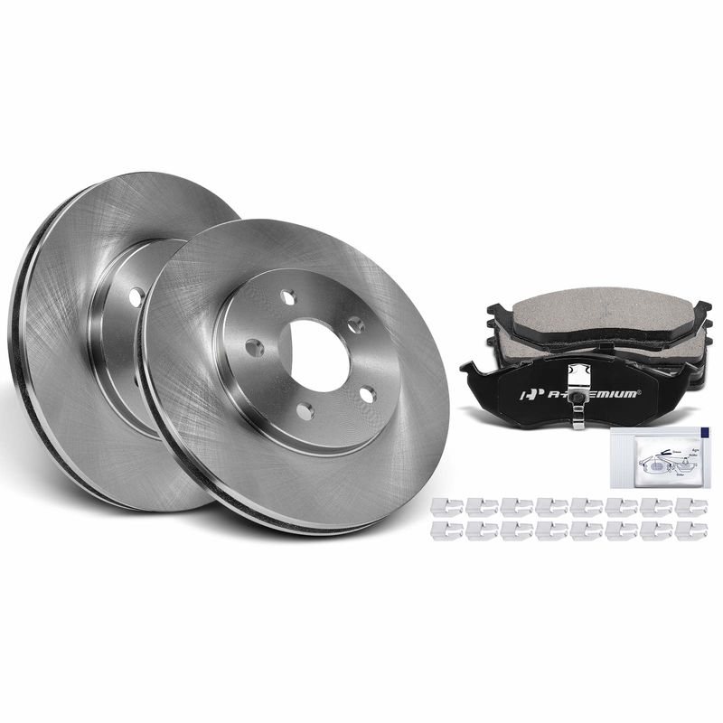 Front Disc Brake Rotors & Ceramic Brake Pads for Dodge Caravan 96-00 Chrysler