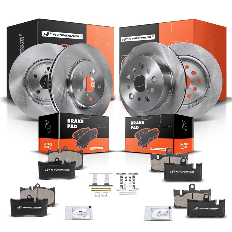 Front & Rear Disc Brake Rotors & Ceramic Brake Pads for Lexus LS430 2001-2006