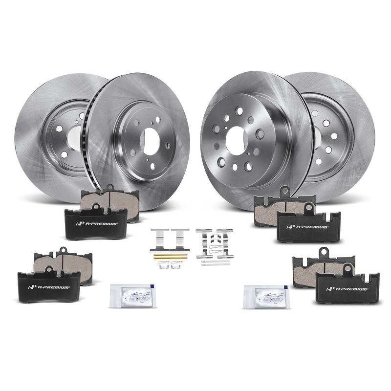 Front & Rear Disc Brake Rotors & Ceramic Brake Pads for Lexus LS430 2001-2006