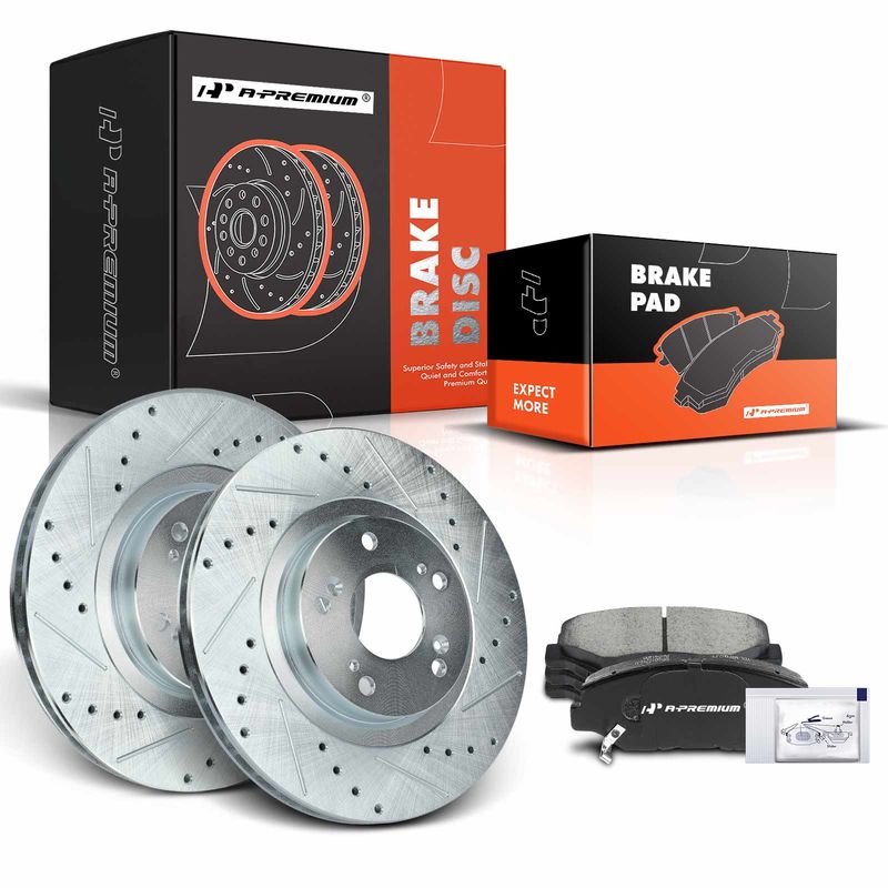 Front Drilled Rotors & Ceramic Brake Pads for Honda Civic 12-15 CR-V Acura ILX