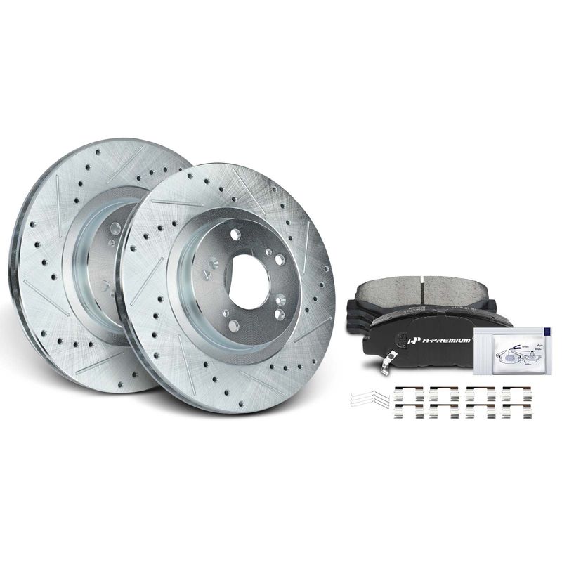 Front Drilled Rotors & Ceramic Brake Pads for Honda Civic 12-15 CR-V Acura ILX