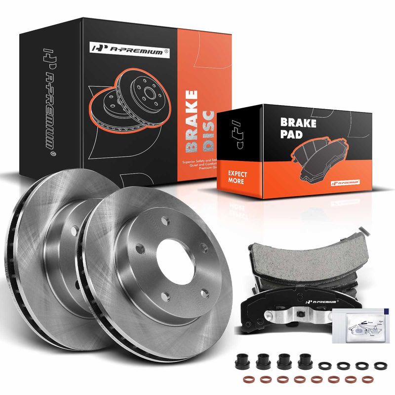 Front Disc Brake Rotors & Ceramic Brake Pads for Dodge Ram 1500 94-99 4WD