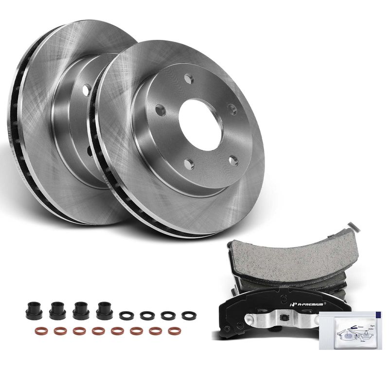 Front Disc Brake Rotors & Ceramic Brake Pads for Dodge Ram 1500 94-99 4WD