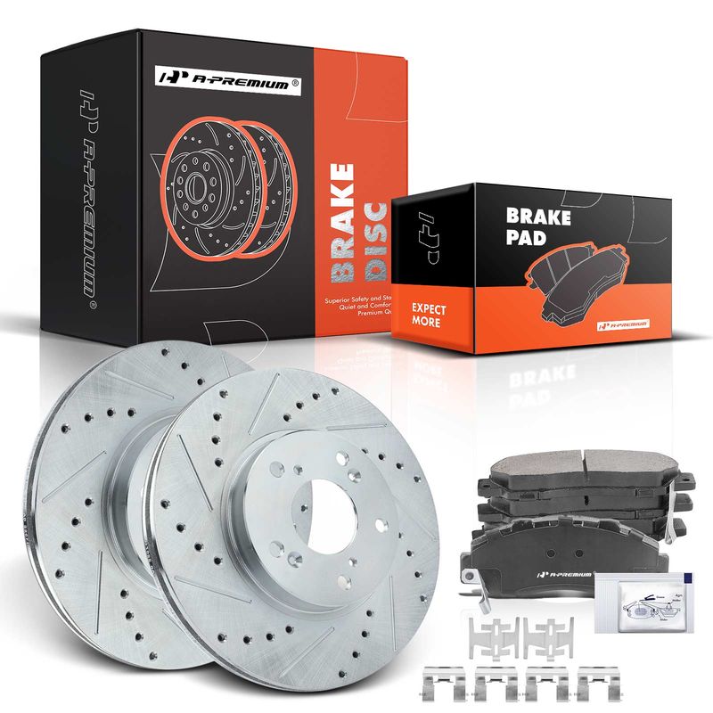 Front Drilled Rotors & Ceramic Brake Pads for Honda Accord 1998-2002 3.0L