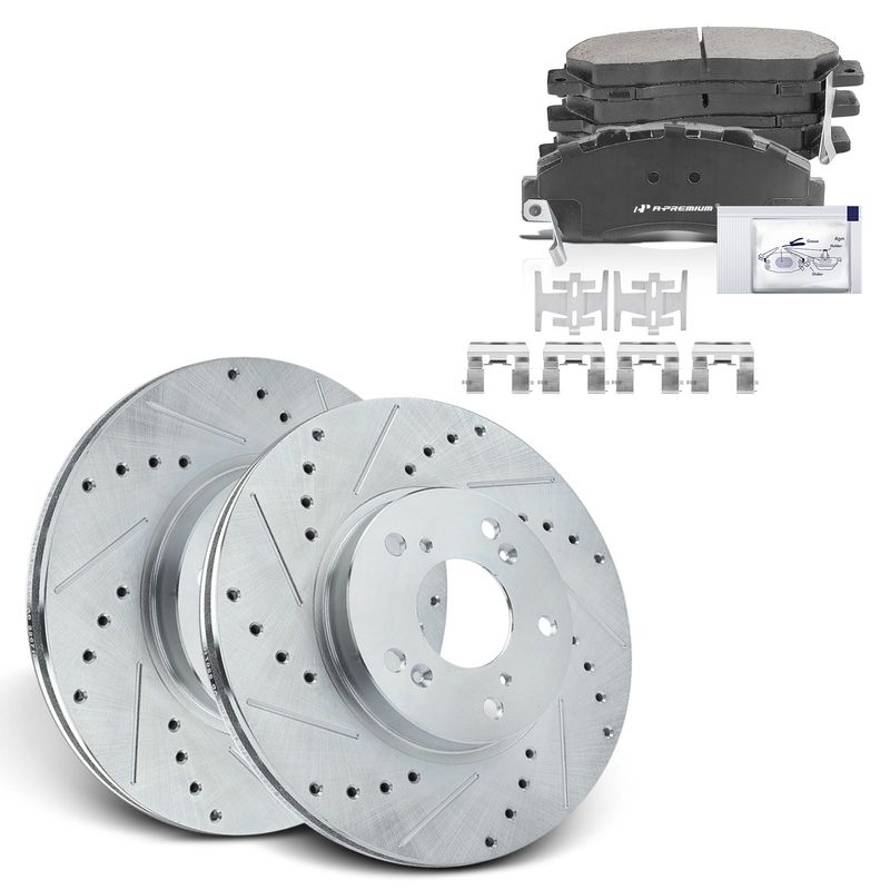 Front Drilled Rotors & Ceramic Brake Pads for Honda Accord 1998-2002 3.0L