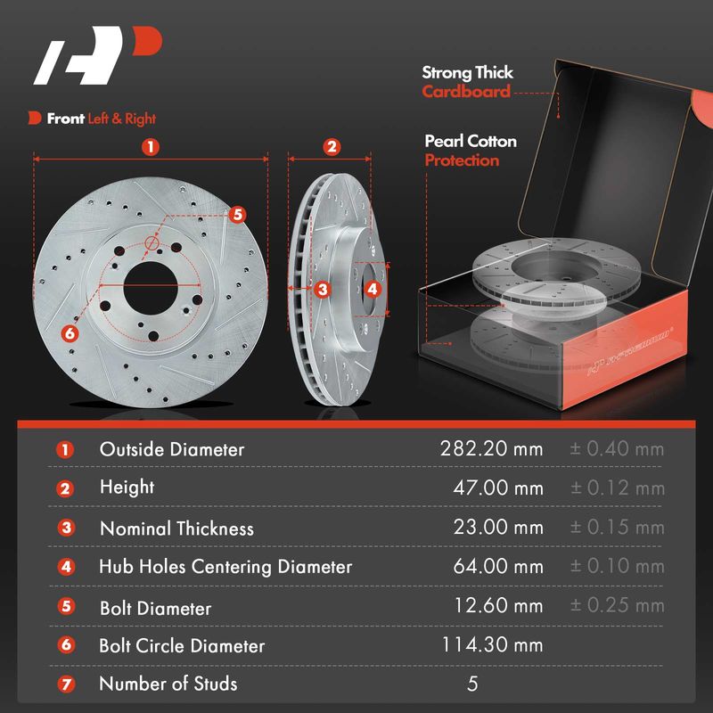 Front Drilled Rotors & Ceramic Brake Pads for Honda Accord 1998-2002 3.0L
