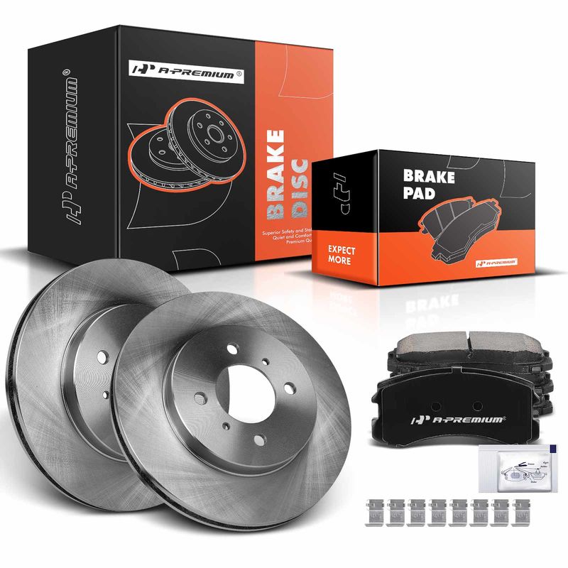 Front Disc Brake Rotors & Ceramic Brake Pads for Mitsubishi Lancer 02-07 2.0L