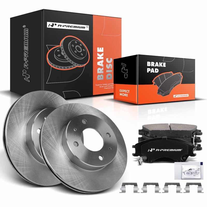 Front Disc Brake Rotors & Ceramic Brake Pads for Hyundai Accent 2002-2005 L4 1.6L