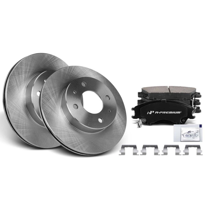 Front Disc Brake Rotors & Ceramic Brake Pads for Hyundai Accent 2002-2005 L4 1.6L