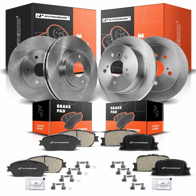 Front & Rear Disc Brake Rotors & Ceramic Brake Pads for Lexus ES300 2003 ES330