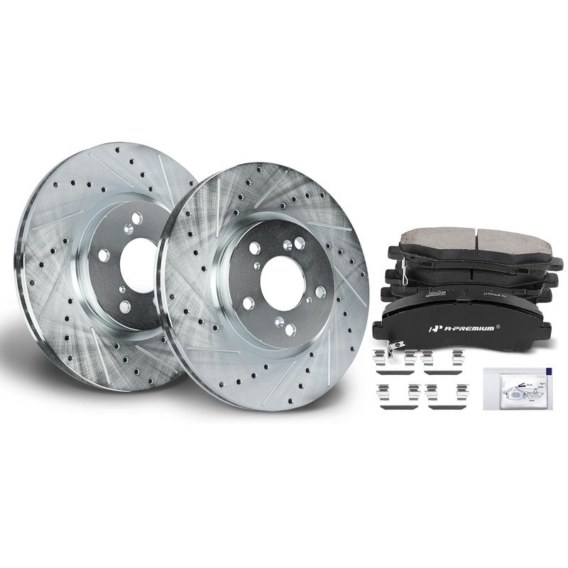 Front Drilled Rotors & Ceramic Brake Pads for Honda Ridgeline 2006-2011 V6 3.5L