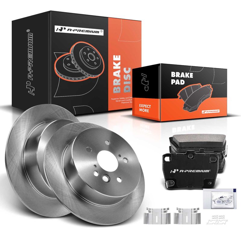 Rear Disc Brake Rotors & Ceramic Brake Pads for Toyota RAV4 2004-2005 L4 2.4L