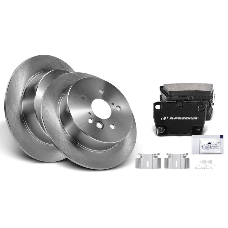 Rear Disc Brake Rotors & Ceramic Brake Pads for Toyota RAV4 2004-2005 L4 2.4L