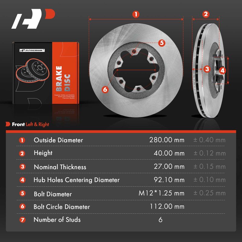 Front Disc Brake Rotors for Chevrolet Colorado GMC Canyon Isuzu i-280 i-290