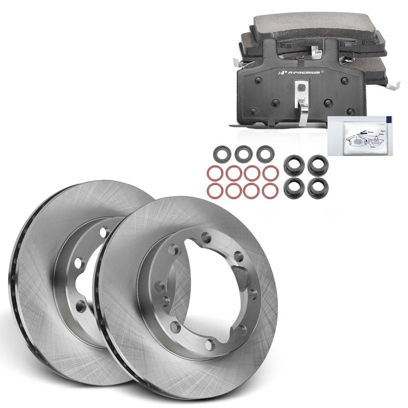 Front Disc Brake Rotors & Ceramic Brake Pads for Chevrolet Tahoe GMC K1500 Dodge