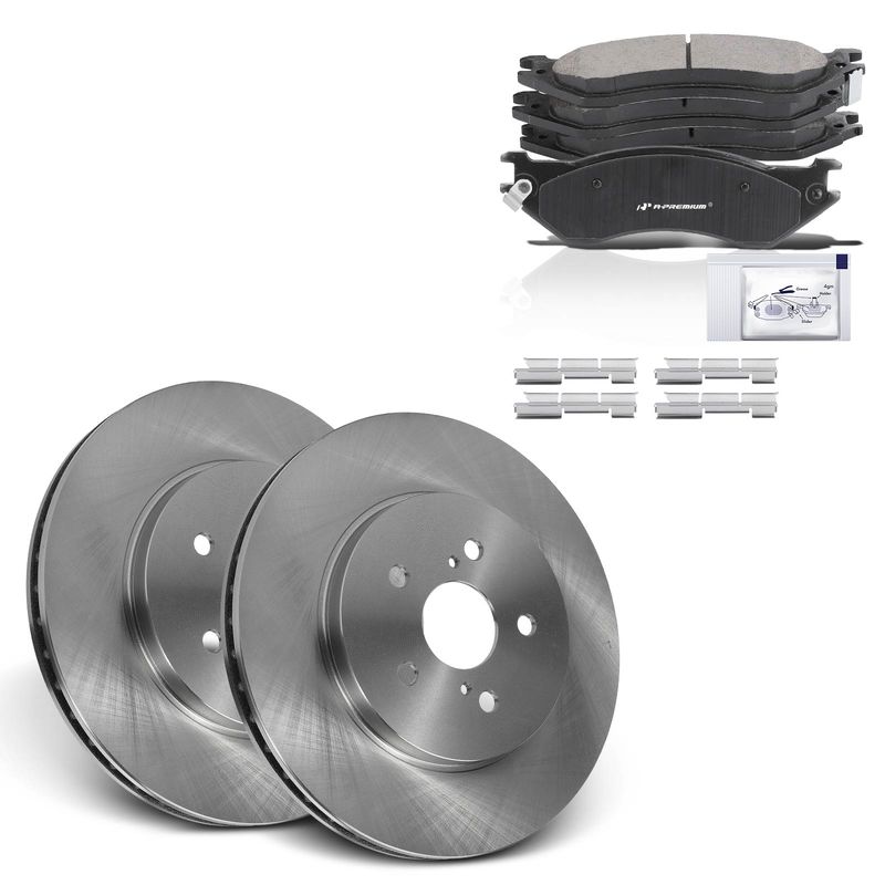 Front Disc Brake Rotors & Ceramic Brake Pads for Dodge Ram 1500 2000-2001 4WD