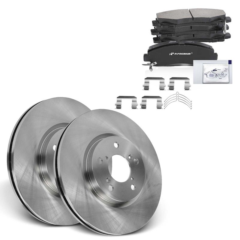 Front Disc Brake Rotors & Ceramic Brake Pads for Honda Ridgeline 2012-2014 3.5L
