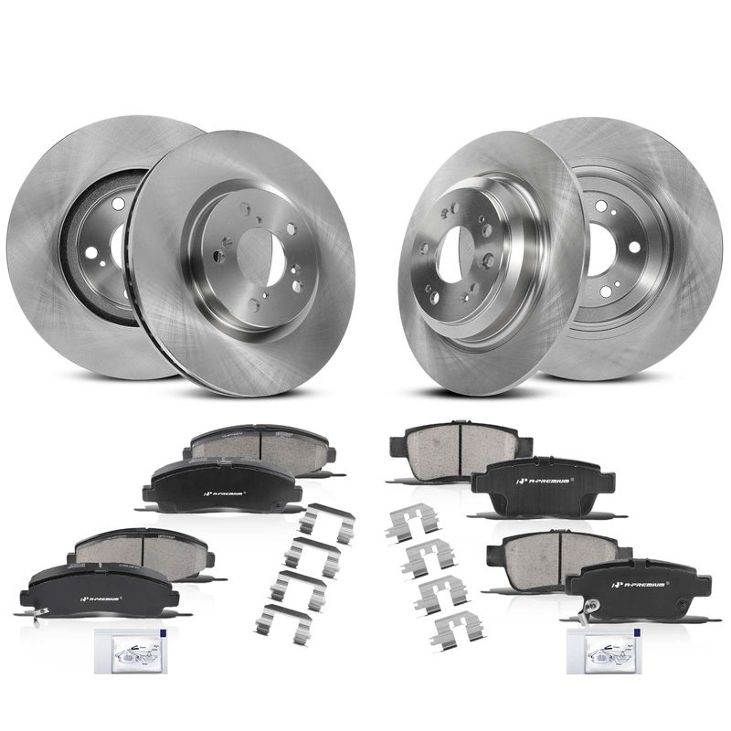 Front & Rear Disc Brake Rotors & Ceramic Brake Pads for Acura TL 2009-2014