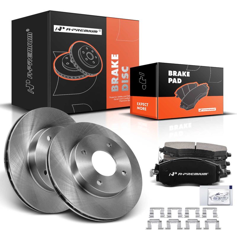 Front Disc Brake Rotors & Ceramic Brake Pads for Nissan Sentra 2000-2006 L4 1.8L