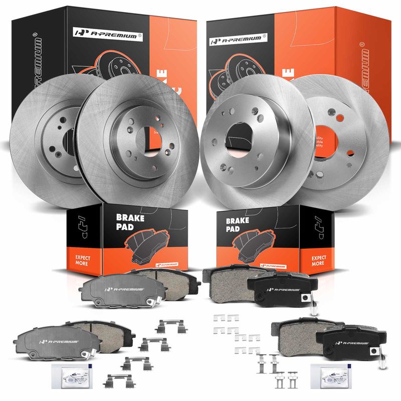 Front & Rear Disc Brake Rotors & Ceramic Brake Pads for Acura RSX 02-06 TYPE-S