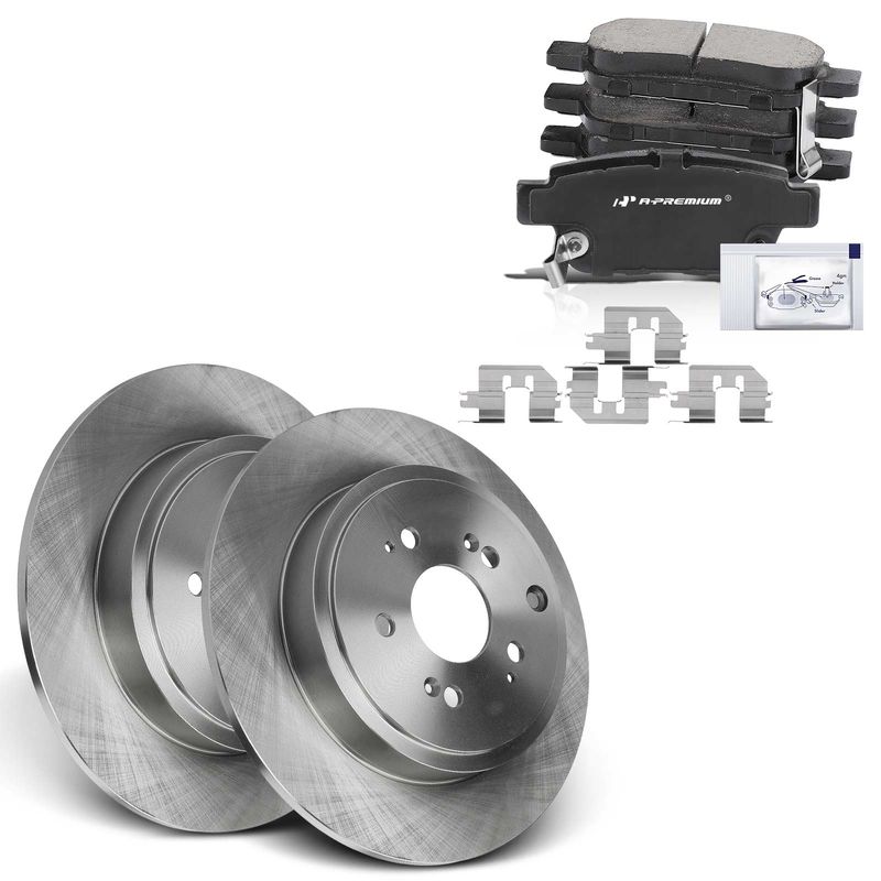 Rear Disc Brake Rotors & Ceramic Brake Pads for Honda Ridgeline 2006-2014 V6 3.5L