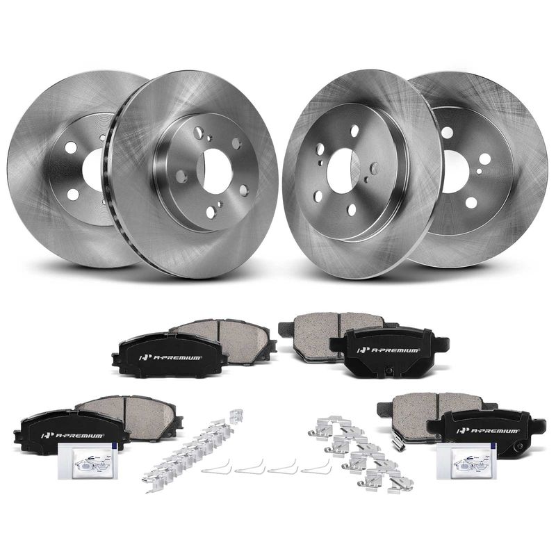 Front & Rear Disc Brake Rotors & Ceramic Brake Pads for Toyota Prius 12-15 Lexus