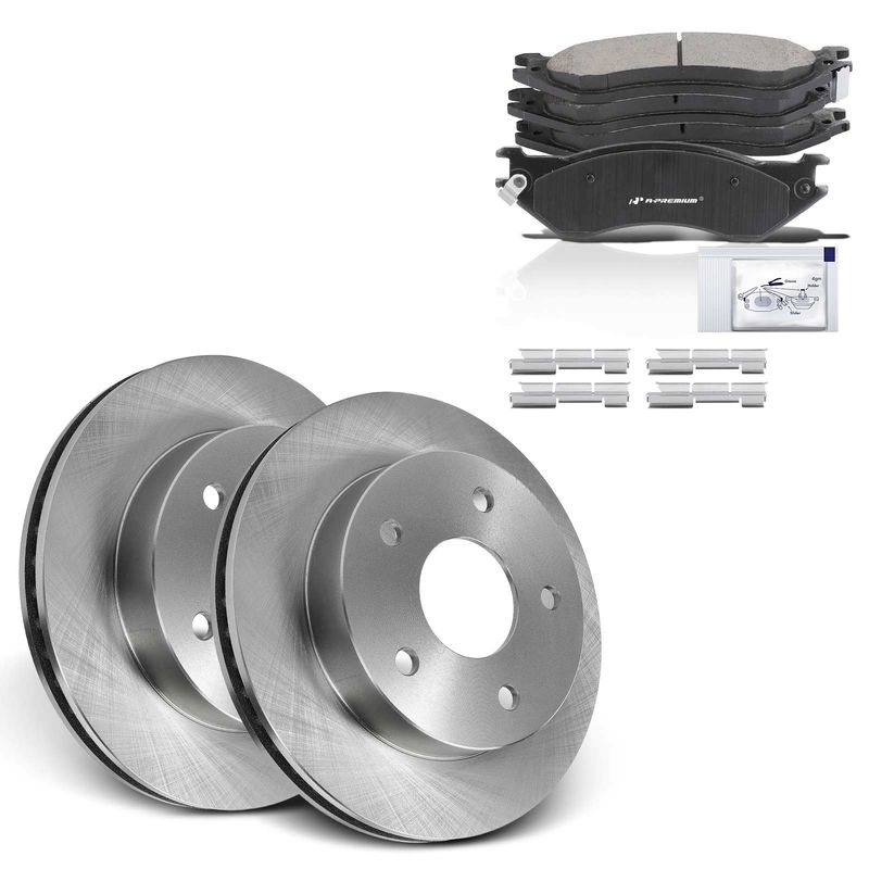Front Disc Brake Rotors & Ceramic Brake Pads for Dodge Ram 1500 2000-2001 2WD