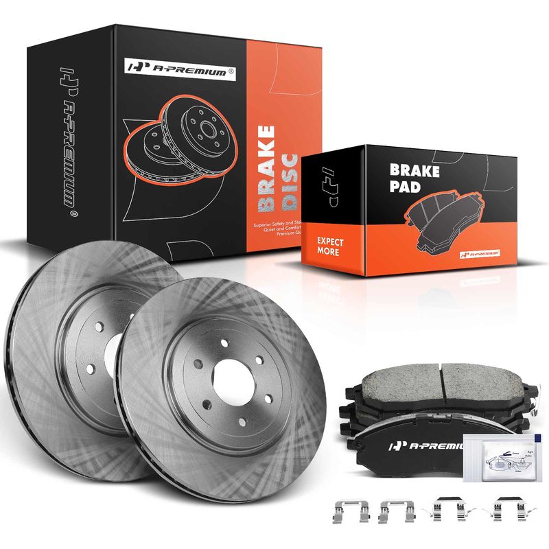 Front Disc Brake Rotors & Ceramic Brake Pads for Nissan Pathfinder 2008-2012 5.6L