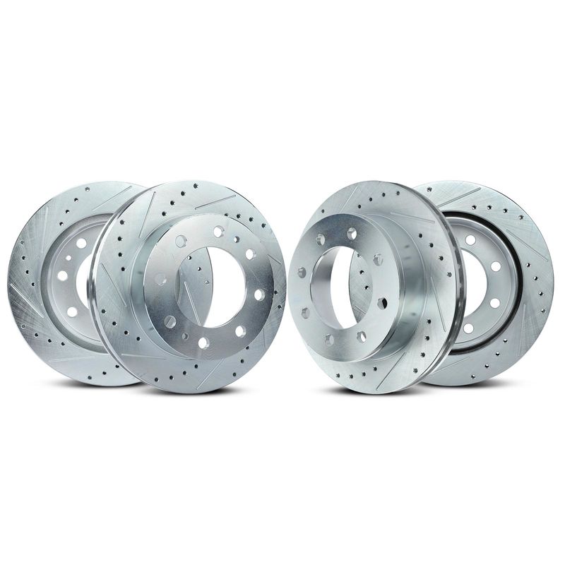 Front & Rear Drilled & Slotted Disc Brake Rotors for Chevy Express 2500 GMC Sierra