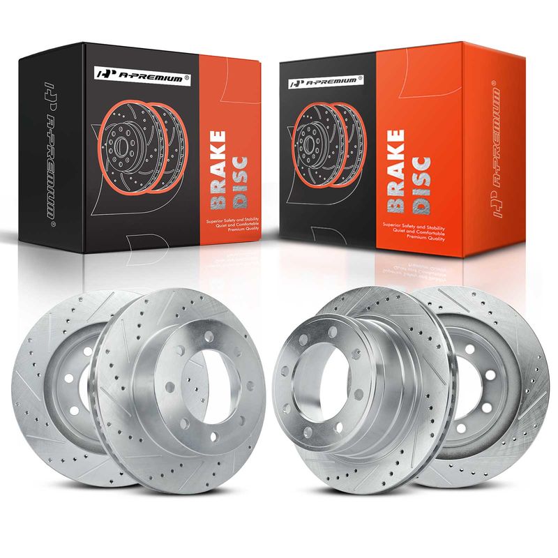 Front & Rear Drilled & Slotted Disc Brake Rotors for Dodge Ram 1500 2500 3500