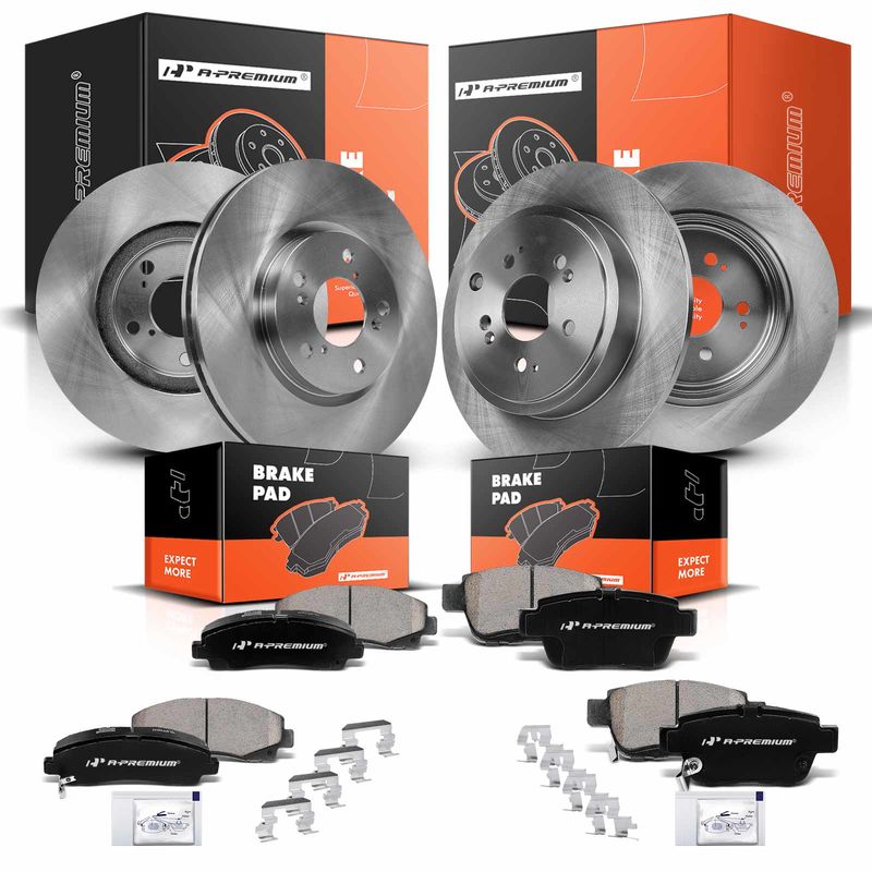 Front & Rear Disc Brake Rotors & Ceramic Brake Pads for Honda Ridgeline 2006-2011