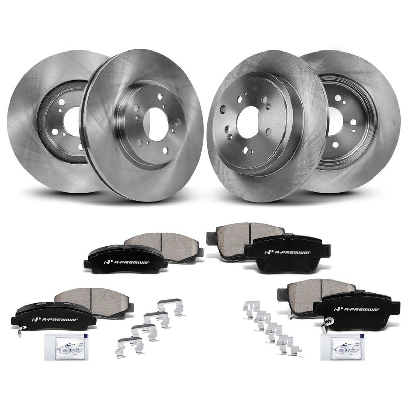 Front & Rear Disc Brake Rotors & Ceramic Brake Pads for Honda Ridgeline 2006-2011
