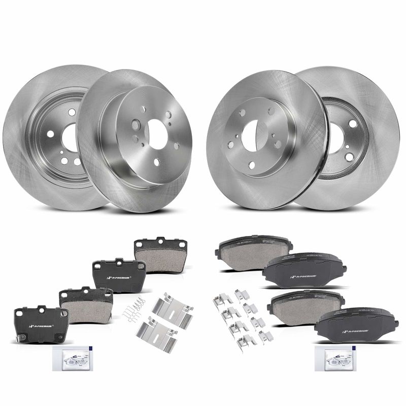 Front & Rear Disc Brake Rotors & Ceramic Brake Pads for Toyota RAV4 2004 2005
