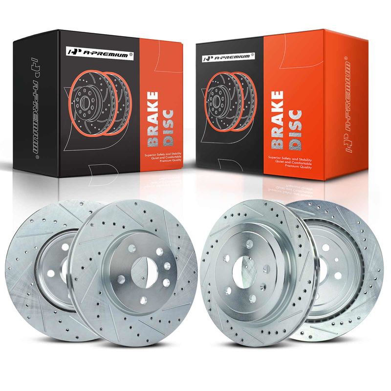Front & Rear Drilled Disc Brake Rotors for Chevrolet Camaro 2010-2015 V6 3.6L