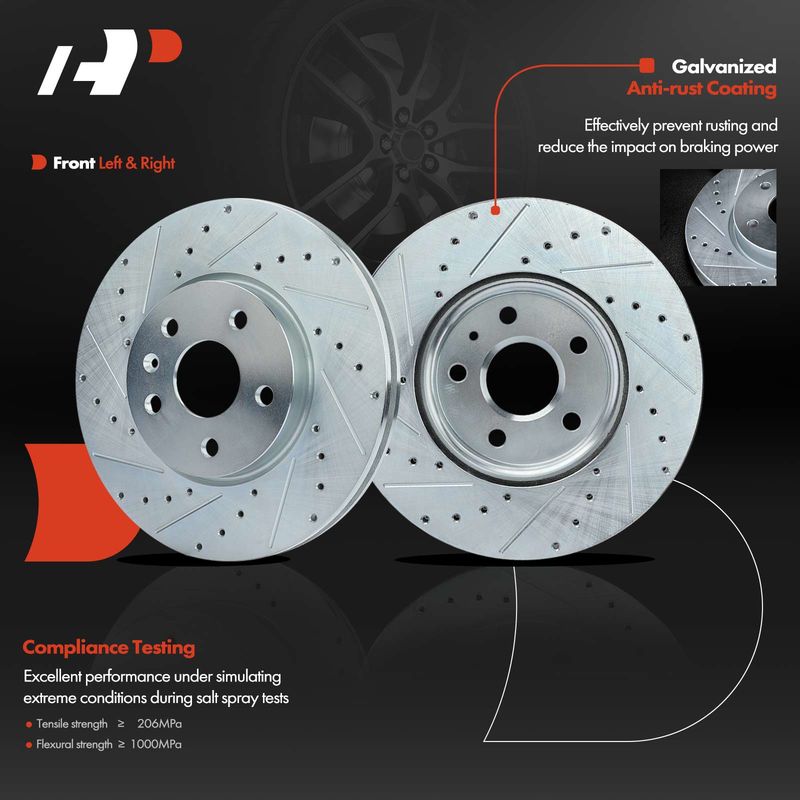Front & Rear Drilled Disc Brake Rotors for Chevrolet Camaro 2010-2015 V6 3.6L