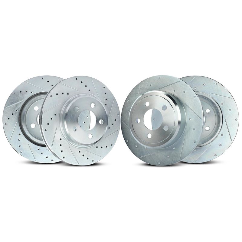 Front & Rear Drilled Disc Brake Rotors for Chrysler 300 Dodge Challenger Charger