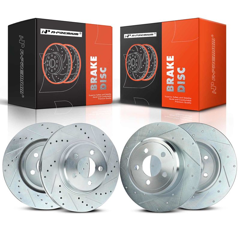 Front & Rear Drilled Disc Brake Rotors for Chrysler 300 Dodge Challenger Charger