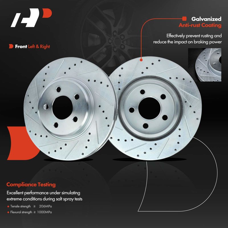 Front & Rear Drilled Disc Brake Rotors for Chrysler 300 Dodge Challenger Charger