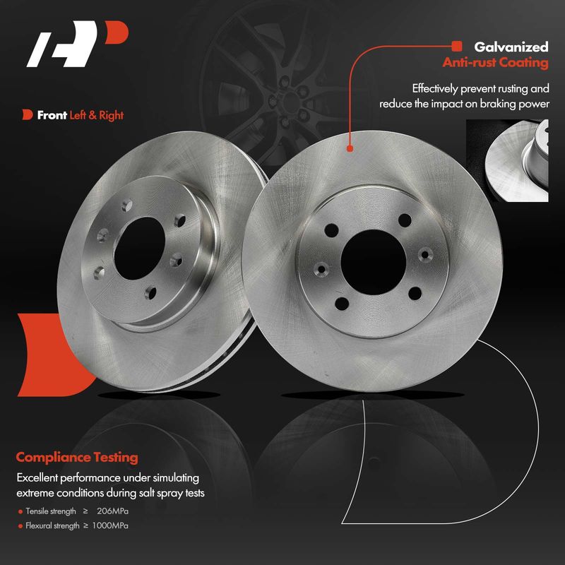 Front Disc Brake Rotors for Hyundai Accent 2006-2011 Kia Rio Rio5 1.6L