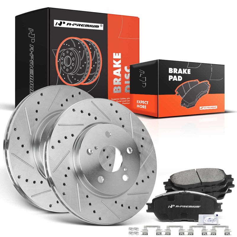 Front Drilled Rotors & Ceramic Brake Pads for Toyota Camry 05-06 Solara 04-08
