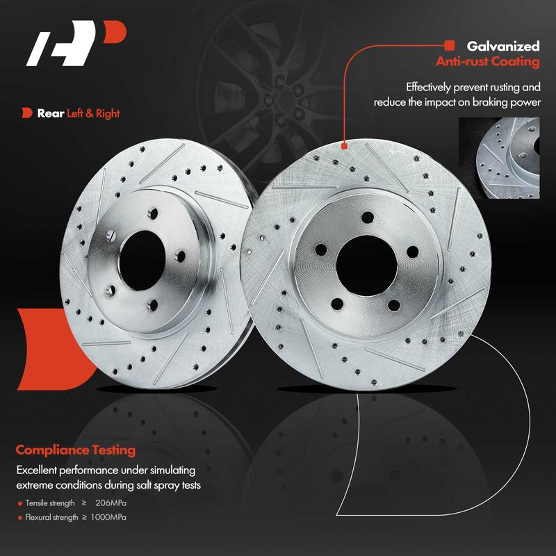 Front Drilled & Slotted Disc Brake Rotors for Ford Escape 05-12 Mazda Mercury