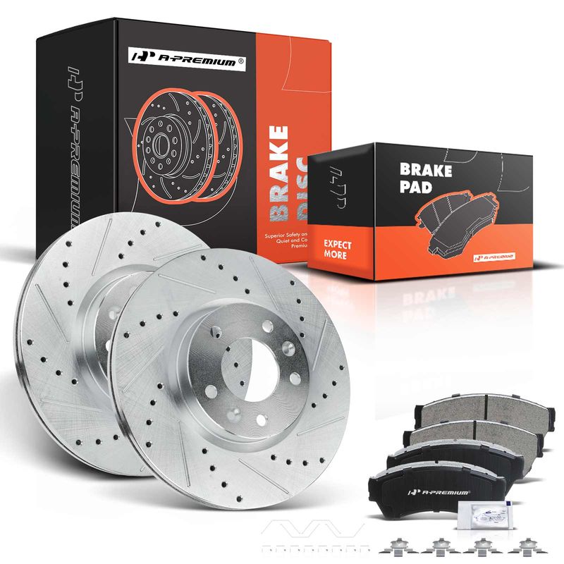 Front Drilled Rotors & Ceramic Brake Pads for Ford Fusion Mazda 6 Lincoln Mercury