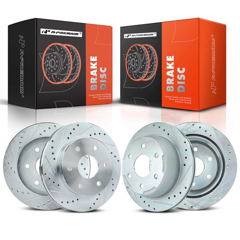 Front & Rear Drilled Disc Brake Rotors for Chevrolet Silverado 1500 Cadillac GMC