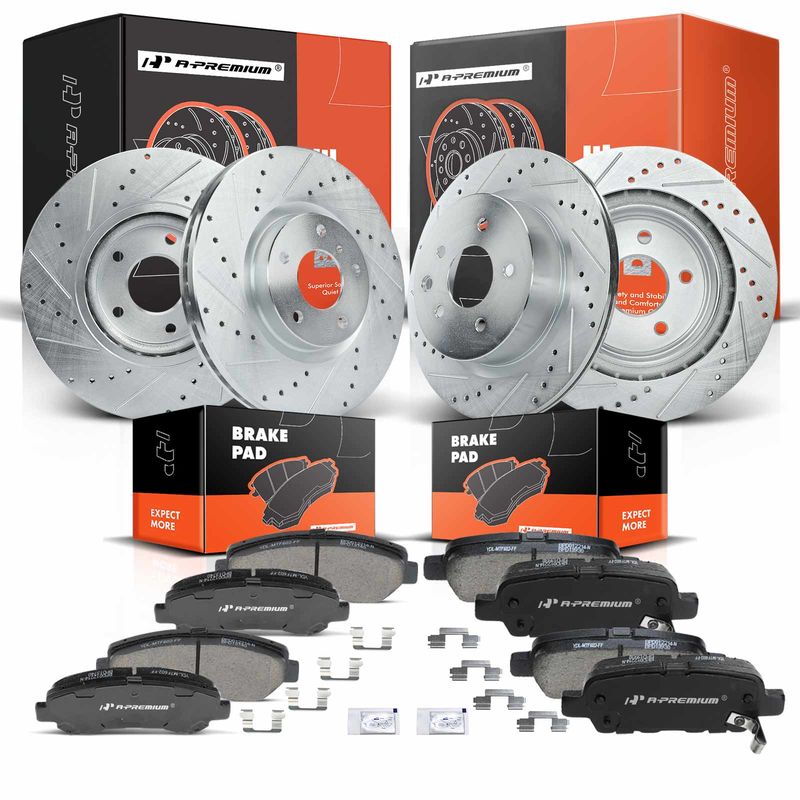 Front & Rear Drilled Rotors & Ceramic Brake Pads for Nissan Maxima 09-17 3.5L