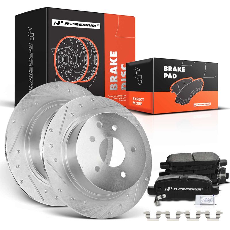 Rear Drilled Rotors & Ceramic Brake Pads for Nissan Altima Juke Maxima Sentra
