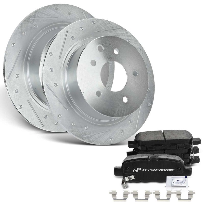 Rear Drilled Rotors & Ceramic Brake Pads for Nissan Altima Juke Maxima Sentra