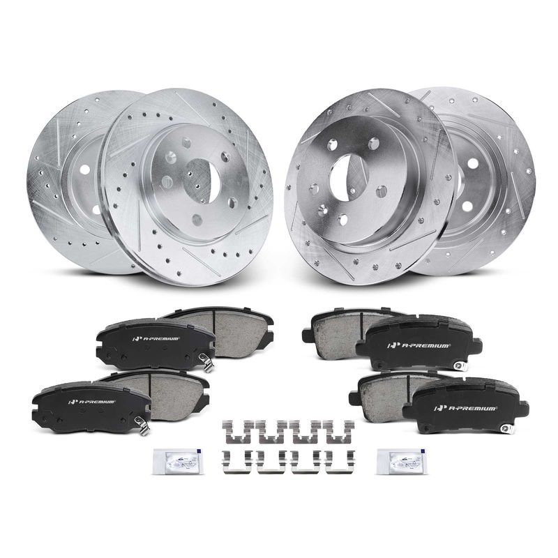 Front & Rear Drilled Rotors & Ceramic Brake Pads for Buick Regal Chevy Malibu